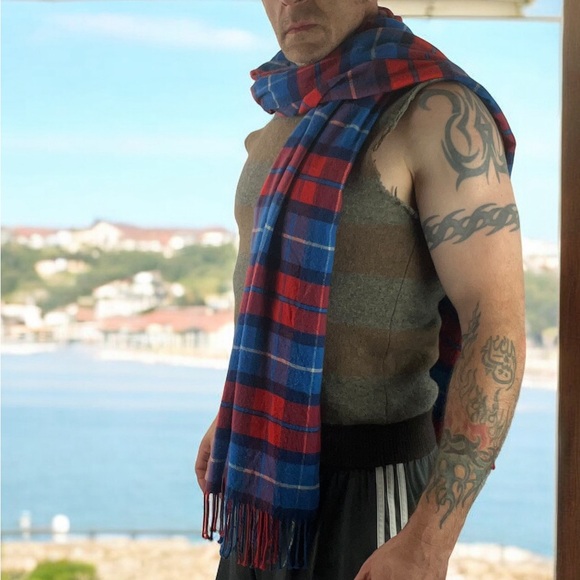 Plaid Blue and Red Cashmere Magical Scarf of Awesomeness - Picture 5 of 7